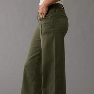 American Eagle Outfitters Green Wide Leg Flare Jeans